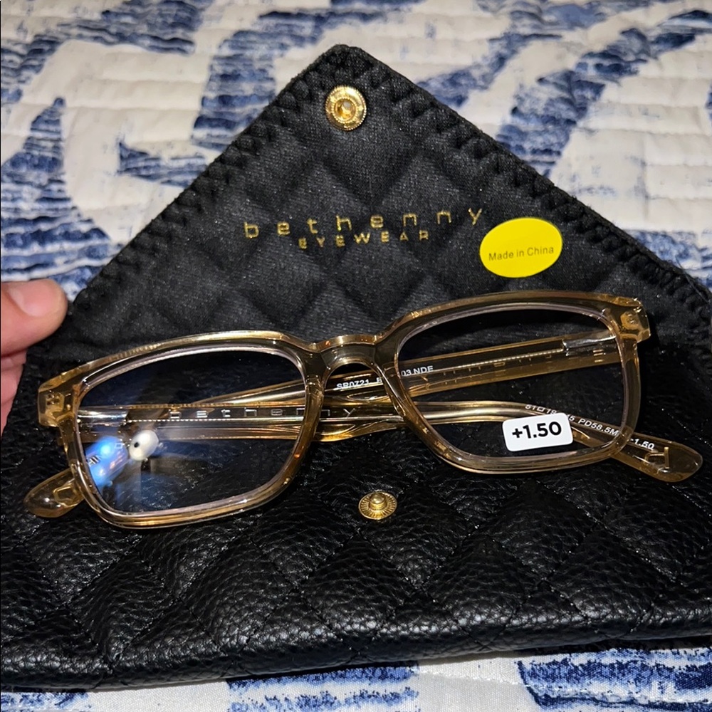 Bethenny Eyewear  Gold Glasses 1.5 magnification